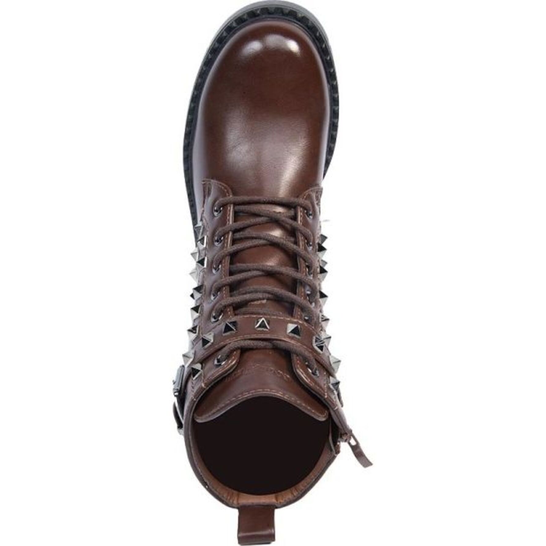 Botas para mujer, estilo militar , con acabado napa y estoperoles, suela antiderrapante, color café, marca Goodyear, mod. 1141449