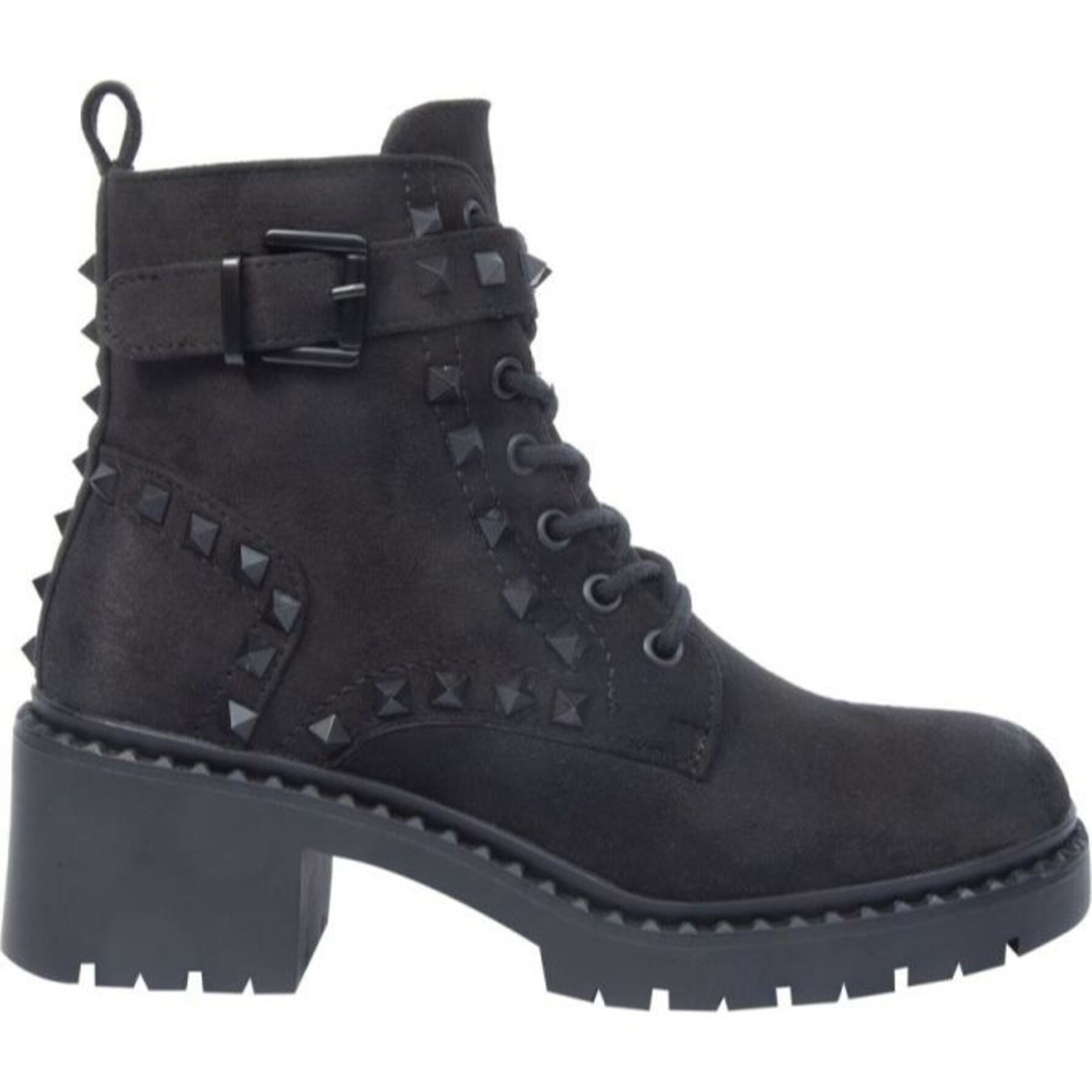 Botas para mujer, estilo militar , con acabado ante y estoperoles, suela antiderrapante, color negro, marca Goodyear, mod. 1141450
