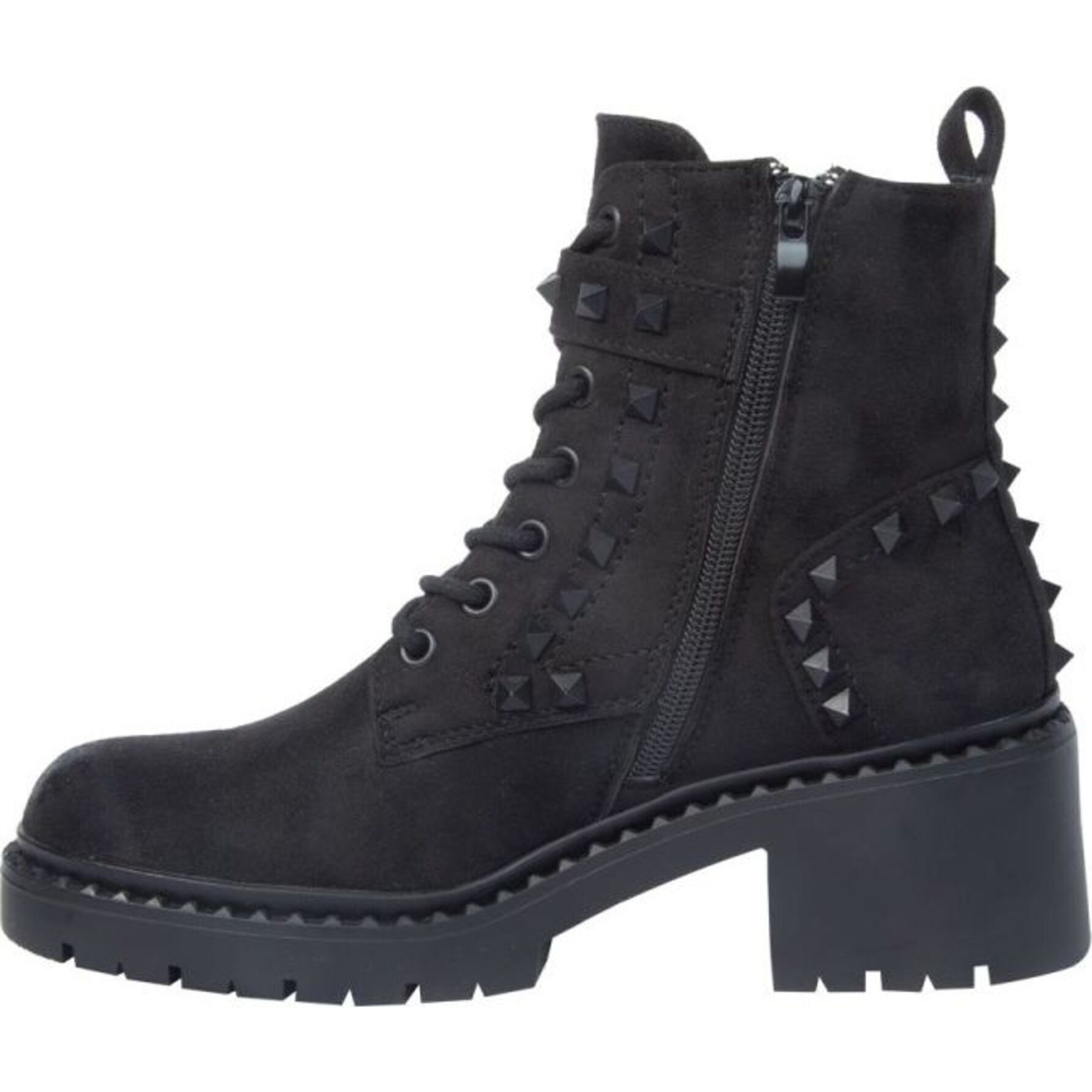 Botas para mujer, estilo militar , con acabado ante y estoperoles, suela antiderrapante, color negro, marca Goodyear, mod. 1141450