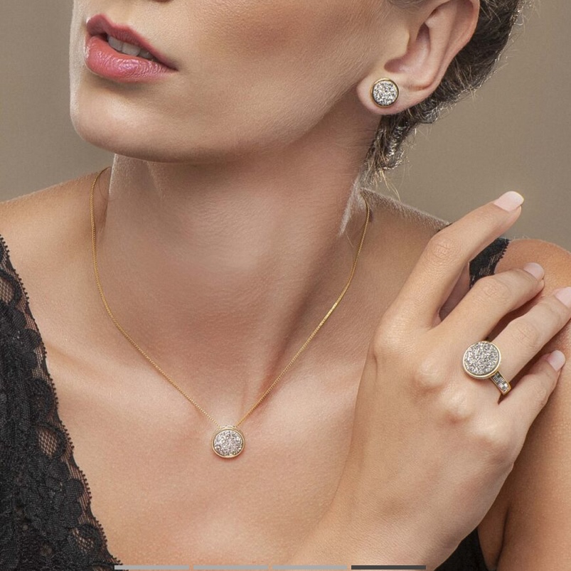 Collar con dije Piedra natural- Baño de oro 18k - collar dorado 