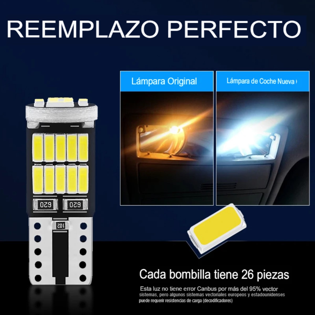 Par Focos Pellizco azul ice 26 Led Canbus Smd Super Potente 12v auto moto camioneta direccional