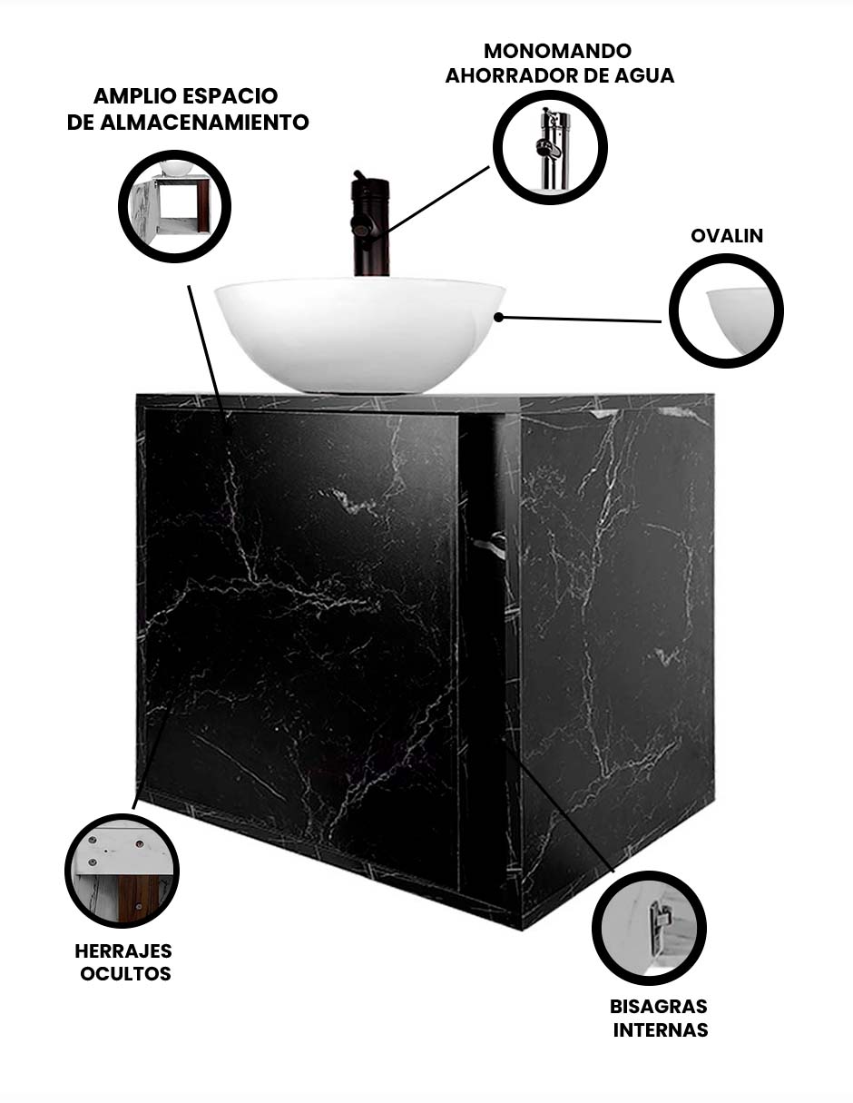 Gabinete Para Baño MIA Con Ovalin Y Llave Minimalista