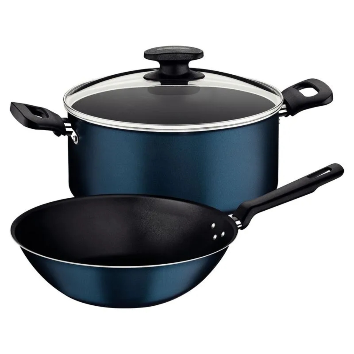 Batería Wok de Cocina Tramontina 27899/415 Loreto 3 Piezas Azul ENDY2