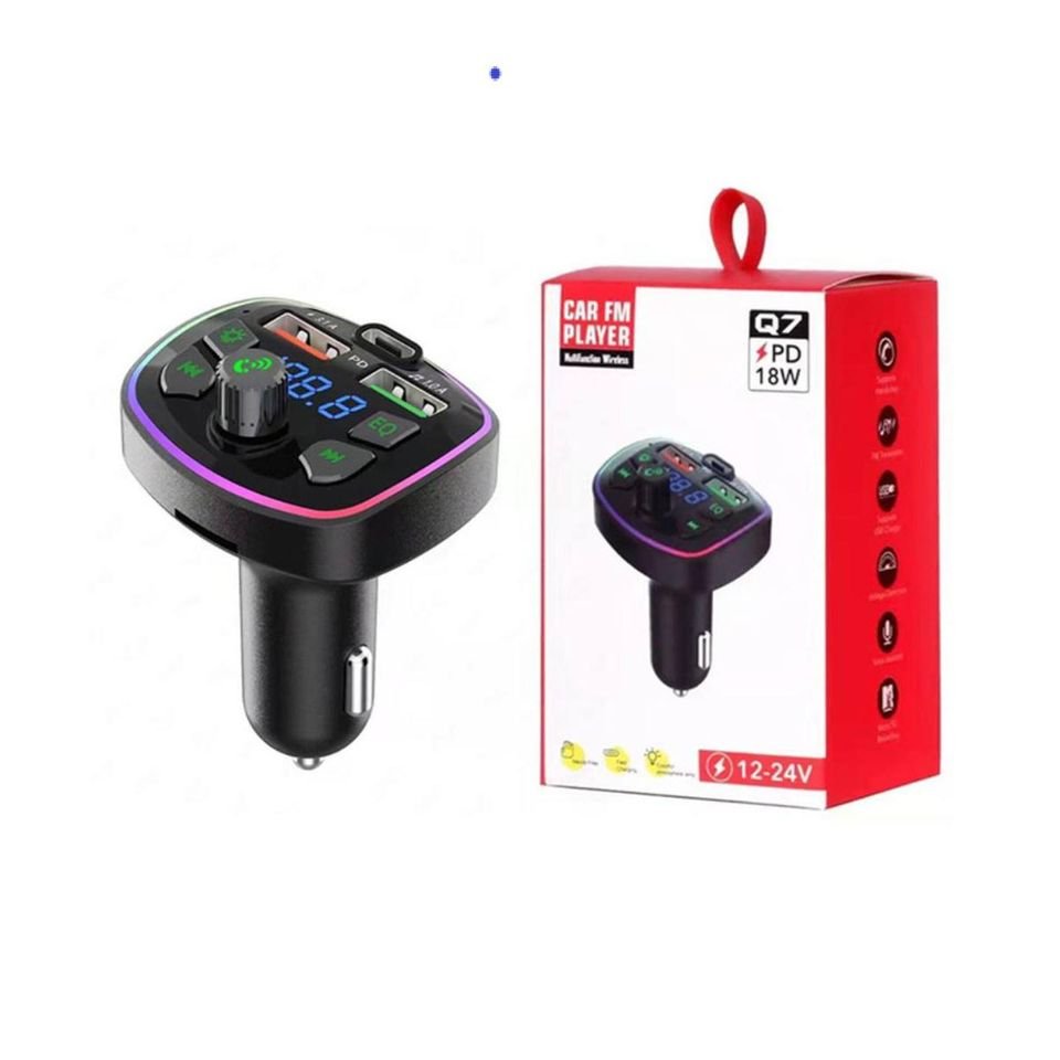 Transmisor Receptor Para Adaptador Bluetooth Auto Estéreo USB volumen música rgb luz led cargador.