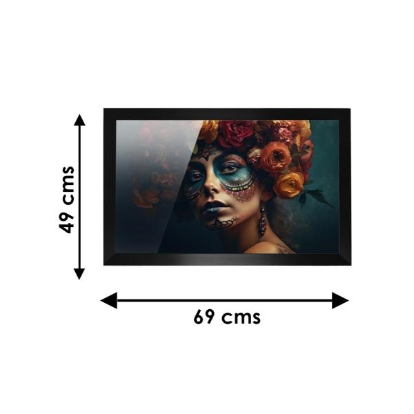 Cuadro Decorativo Diseño Catrina Papel Metálico Textura Brillante 69x49 cm