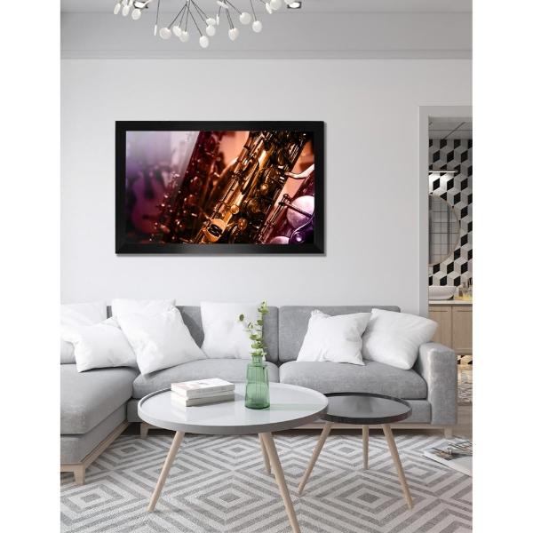 Cuadro Decorativo Diseño Saxofon Papel Metálico Textura Brillante 47x34 cm