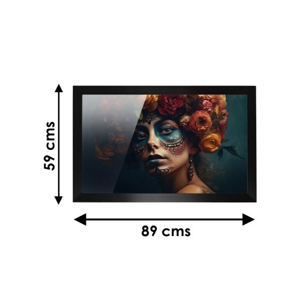 Cuadro Decorativo Diseño Catrina Papel Metálico Textura Brillante 89x59 cm