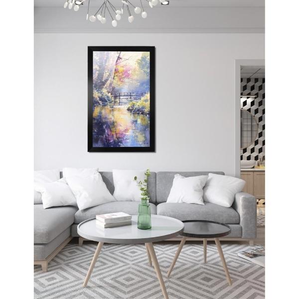 Cuadro Decorativo Diseño Lago Papel Metálico Textura Brillante 69x49 cm