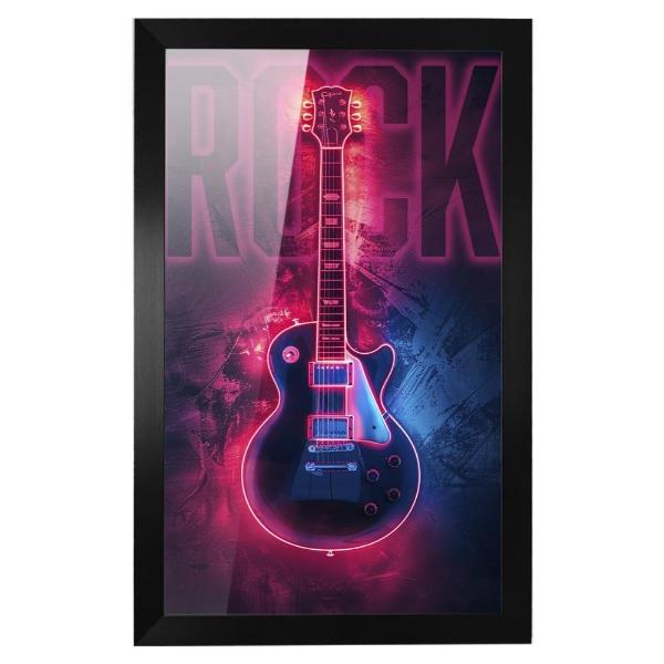 Cuadro Decorativo Diseño Guitarra Papel Metálico Textura Brillante 89x59 cm