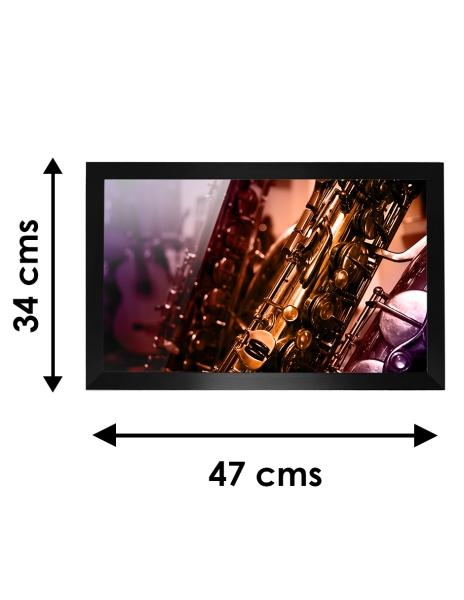 Cuadro Decorativo Diseño Saxofon Papel Metálico Textura Brillante 47x34 cm