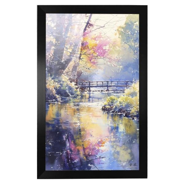 Cuadro Decorativo Diseño Lago Papel Metálico Textura Brillante 69x49 cm