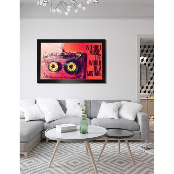 Cuadro Decorativo Diseño Cassette Papel Metálico Textura Brillante 89x59 cm