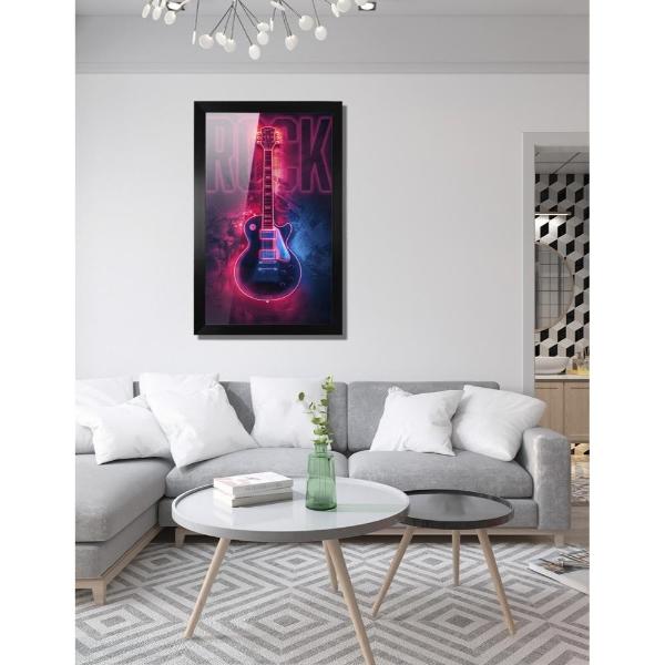 Cuadro Decorativo Diseño Guitarra Papel Metálico Textura Brillante 89x59 cm