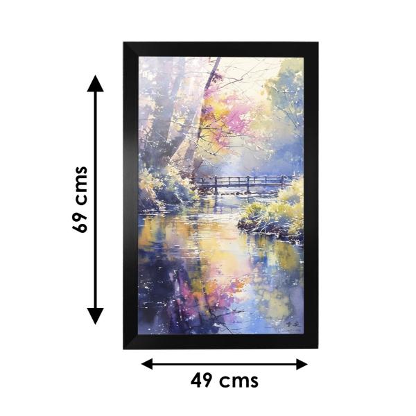 Cuadro Decorativo Diseño Lago Papel Metálico Textura Brillante 69x49 cm