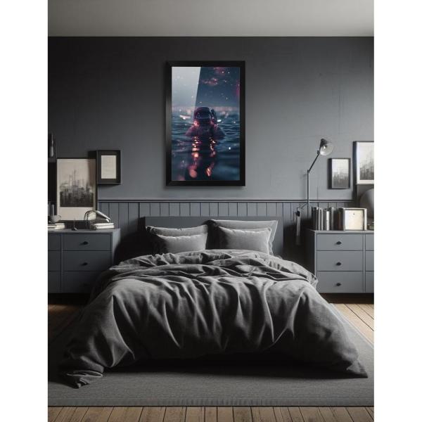 Cuadro Decorativo Diseño Astronauta Papel Metálico Textura Brillante 89x59 cm