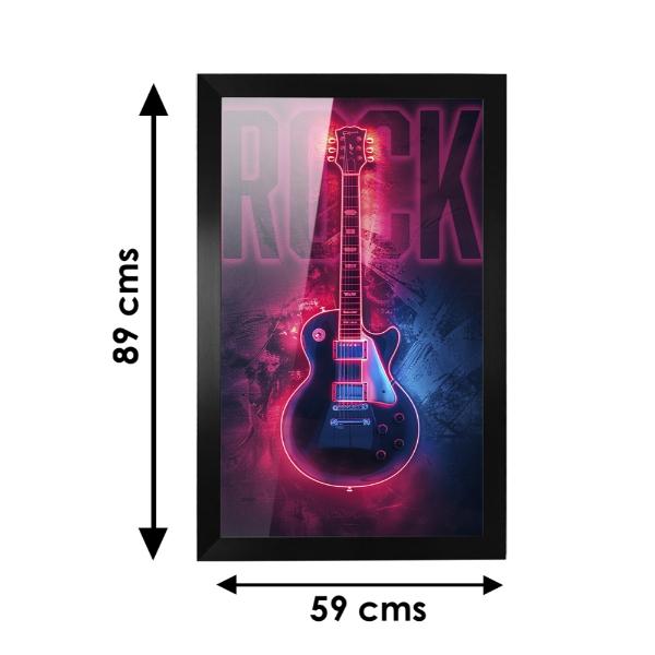 Cuadro Decorativo Diseño Guitarra Papel Metálico Textura Brillante 89x59 cm