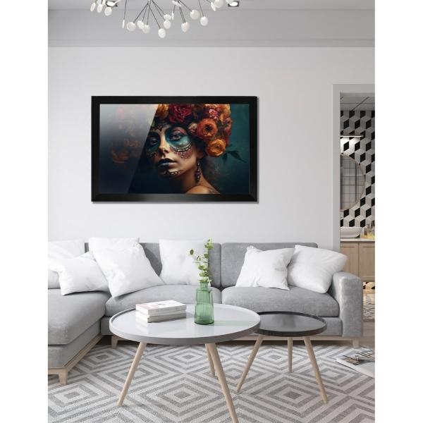 Cuadro Decorativo Diseño Catrina Papel Metálico Textura Brillante 89x59 cm