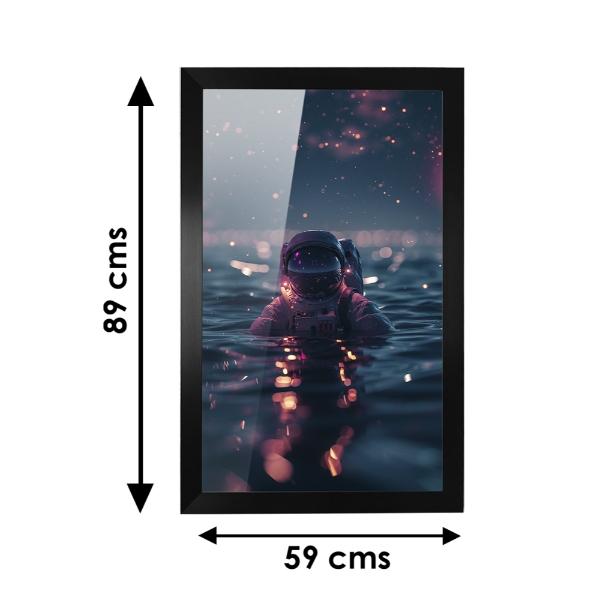 Cuadro Decorativo Diseño Astronauta Papel Metálico Textura Brillante 89x59 cm