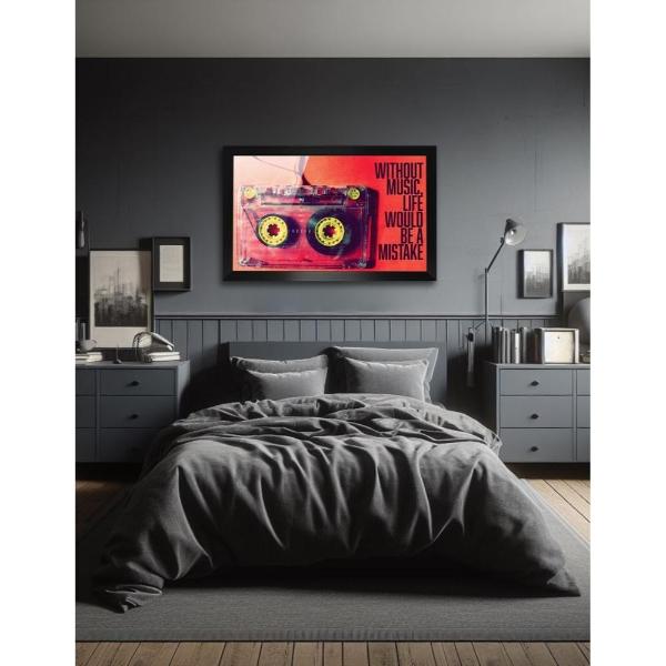 Cuadro Decorativo Diseño Cassette Papel Metálico Textura Brillante 89x59 cm