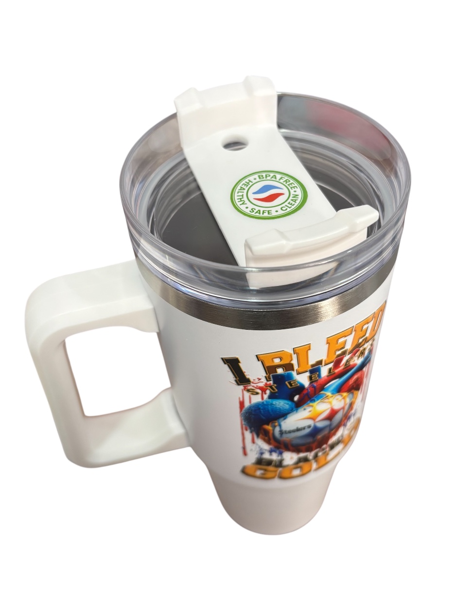 Termo de acero inoxidable Fartmex color blanco NFL Steelers de 30 Oz