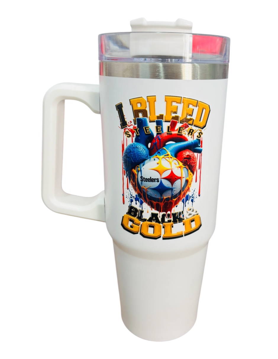 Termo de acero inoxidable Fartmex color blanco NFL Steelers de 30 Oz