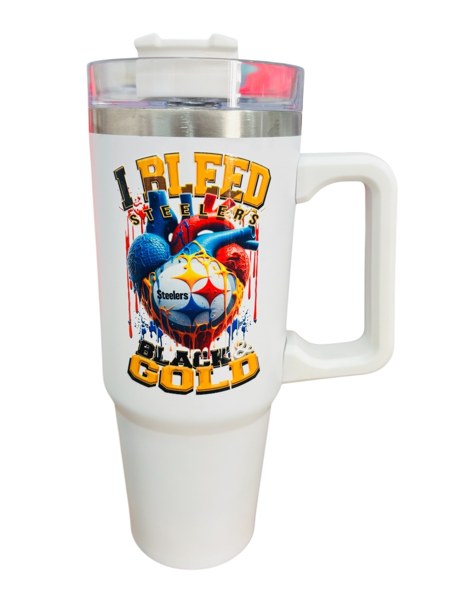 Termo de acero inoxidable Fartmex color blanco NFL Steelers de 30 Oz