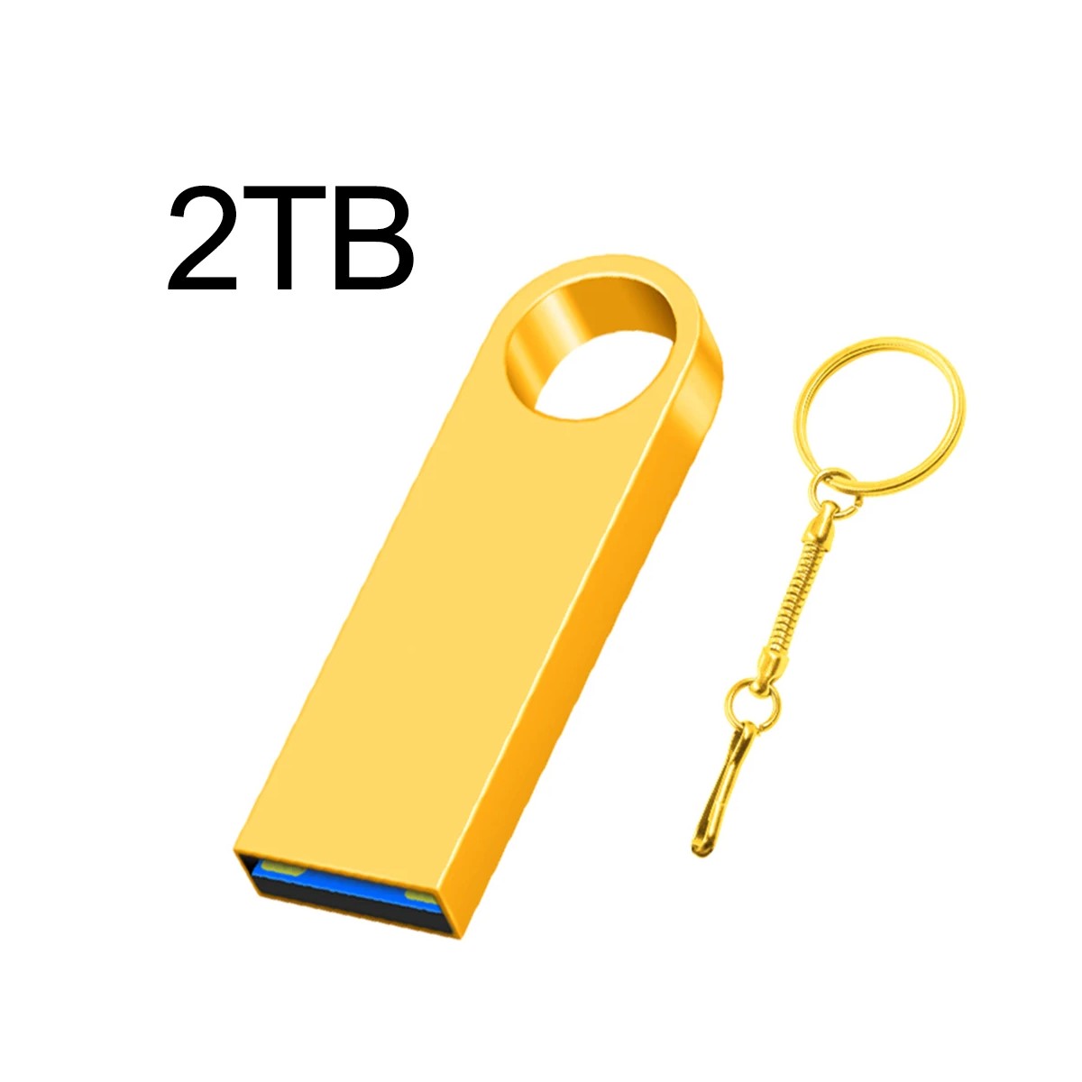 Memoria Unidad disco USB 3,0 alta velocidad Pendrive dorado de 2TB portátil SSD metálica pc lap