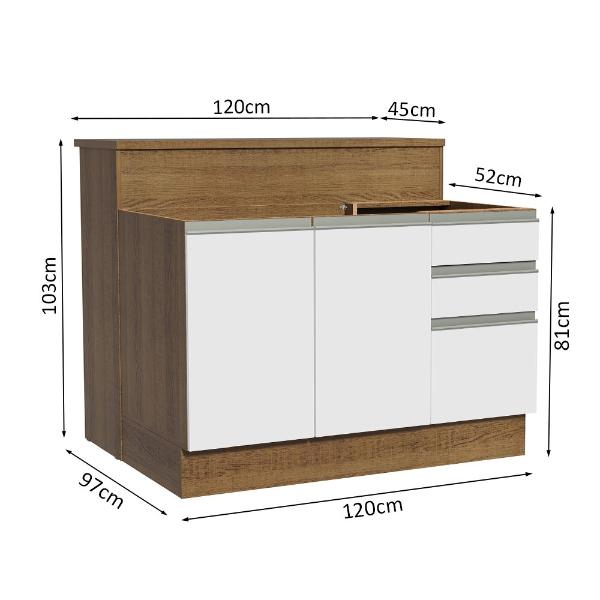 Isla de Cocina con Encimera y Mostrador Madesa Glamy 120 MB