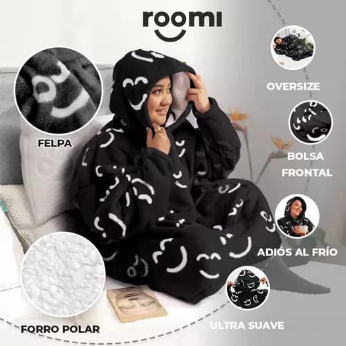 Coomfi - Maxi Hoodie, Sudadera Para Dormir Adulto Unitalla Negro
