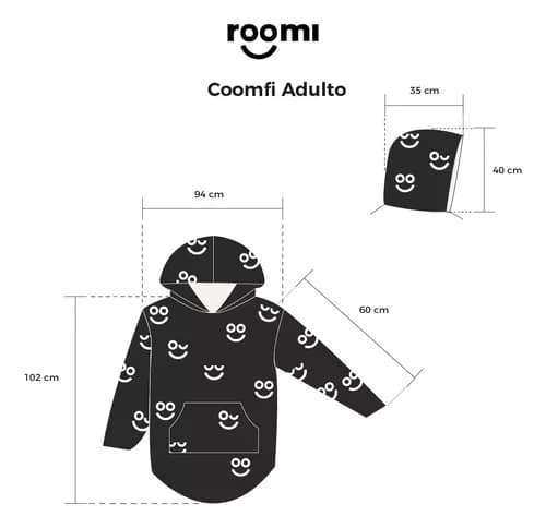 Coomfi - Maxi Hoodie, Sudadera Para Dormir Adulto Unitalla Negro