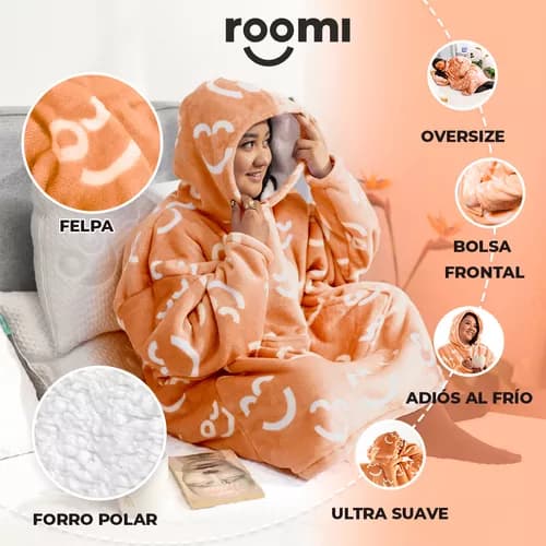 Coomfi - Maxi Hoodie, Sudadera Para Dormir Unitalla Adulto Naranja