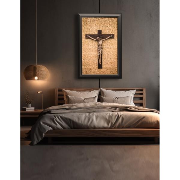 Cuadro Decorativo Diseño Cruz Papel Metálico Textura Mate 89x59 cm
