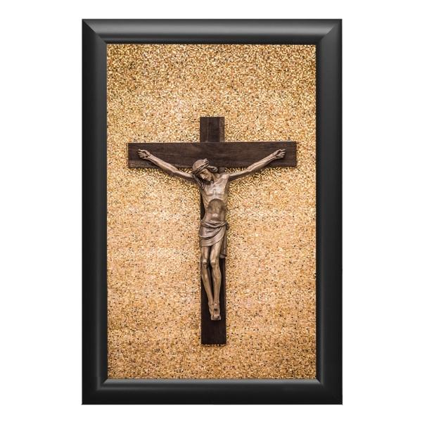Cuadro Decorativo Diseño Cruz Papel Metálico Textura Mate 89x59 cm