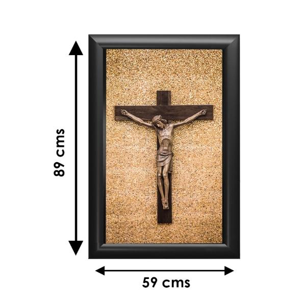 Cuadro Decorativo Diseño Cruz Papel Metálico Textura Mate 89x59 cm