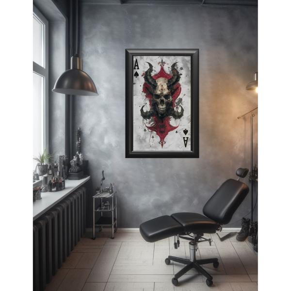 Cuadro Decorativo Diseño Calavera Papel Metálico Textura Mate 89x59 cm