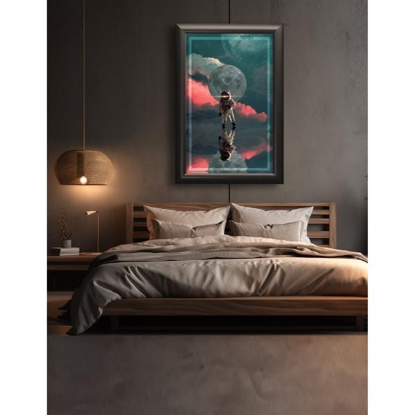 Cuadro Decorativo Diseño Astronauta Papel Metálico Textura Mate 89x59 cm