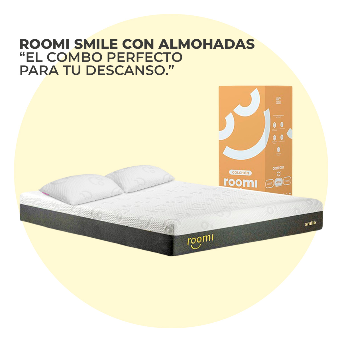 Colchón King Size Roomi Smile Más 2 Almohadas Memory Foam