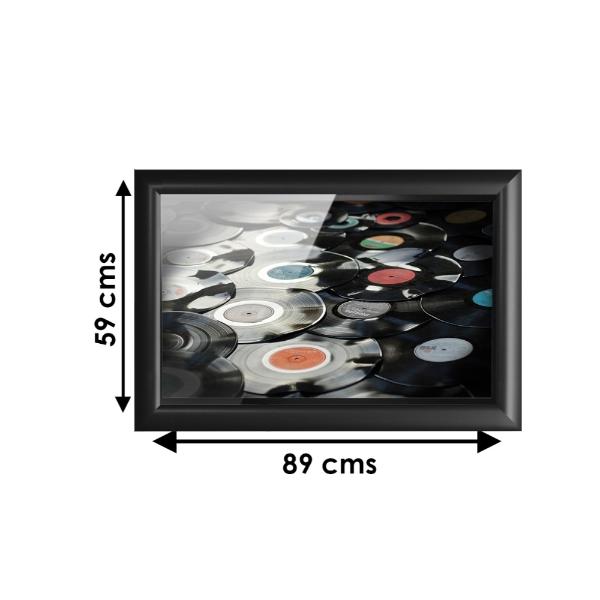 Cuadro Decorativo Diseño Discos Papel Metálico Textura Brillante 89x59 cm