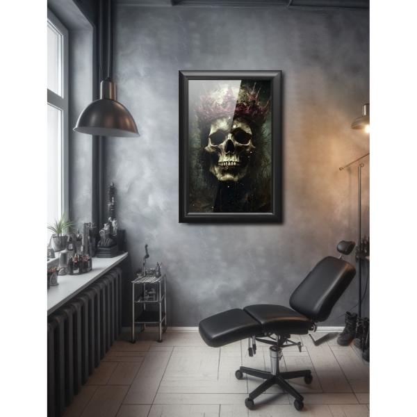 Cuadro Decorativo Diseño Calavera Papel Metálico Textura Brillante 89x59 cm