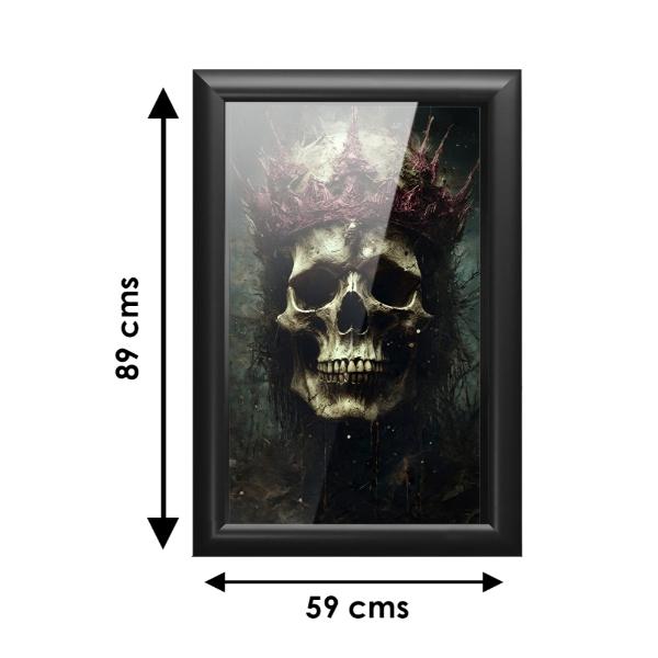 Cuadro Decorativo Diseño Calavera Papel Metálico Textura Brillante 89x59 cm