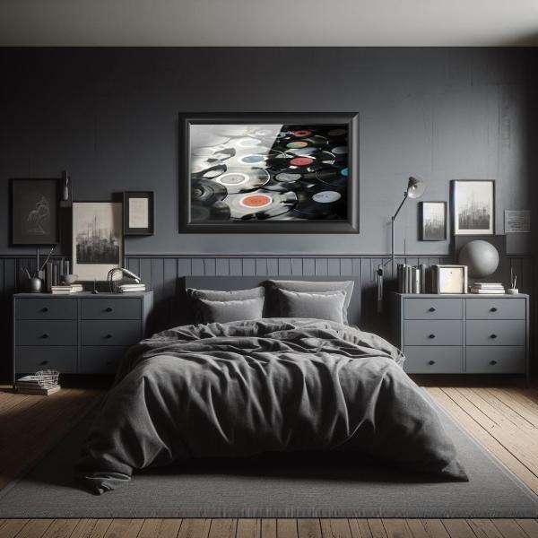 Cuadro Decorativo Diseño Discos Papel Metálico Textura Brillante 89x59 cm
