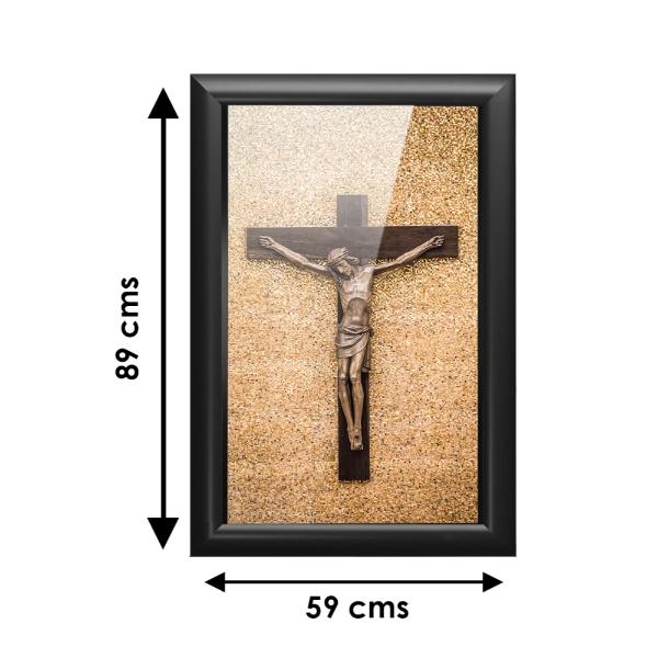 Cuadro Decorativo Diseño Cruz Papel Metálico Textura Brillante 89x59 cm