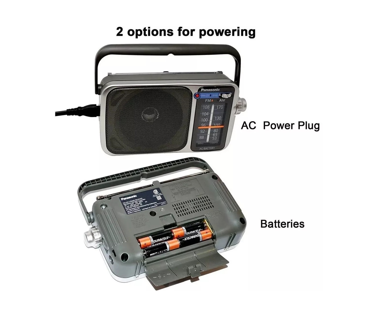 Radio Portatil Panasonic Modelo Rf-2400 Am/fm Funciona a Pilas O Corriente Color Plateado