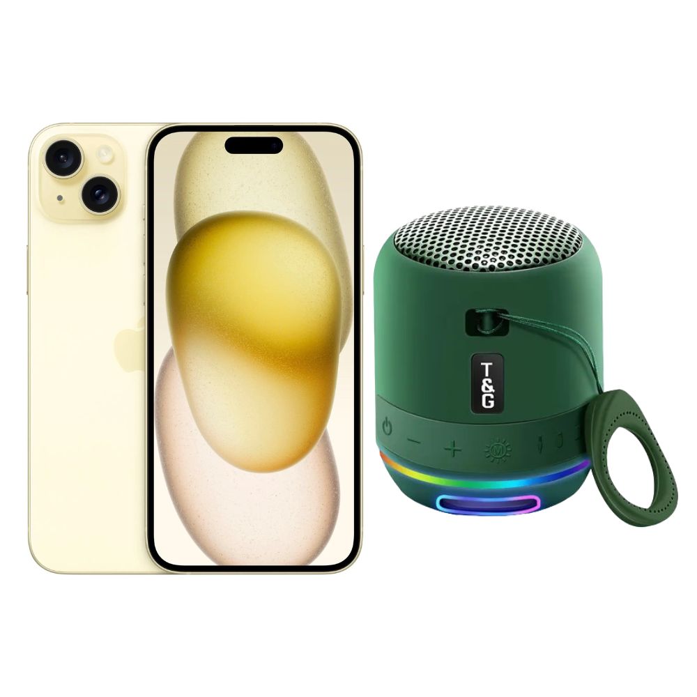 iPhone 15 128GB Amarillo E-SIM Reacondicionado + Mini Bocina