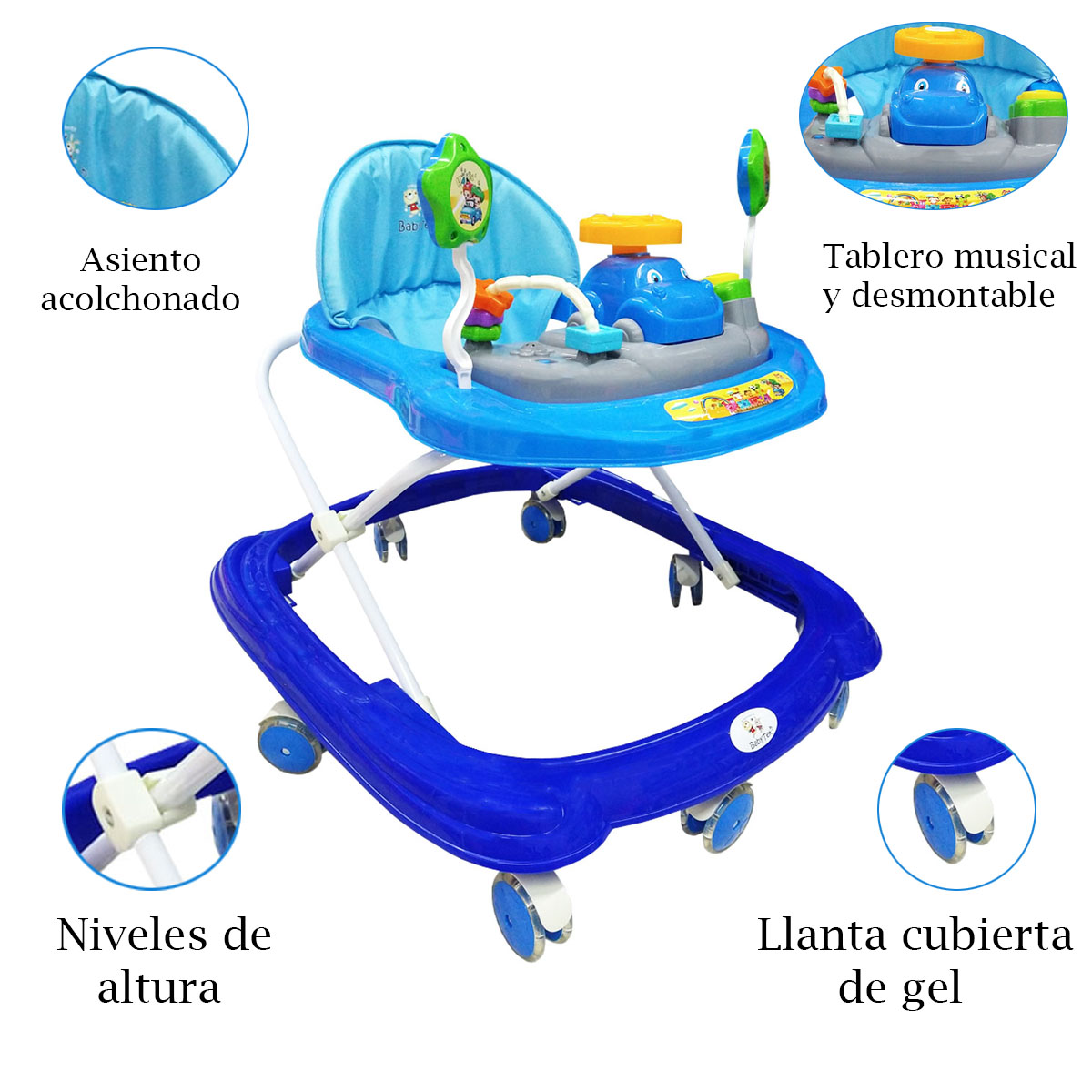 Andadera para bebé Carrito Babytek TEK-102 Azul/ Azul Rey.