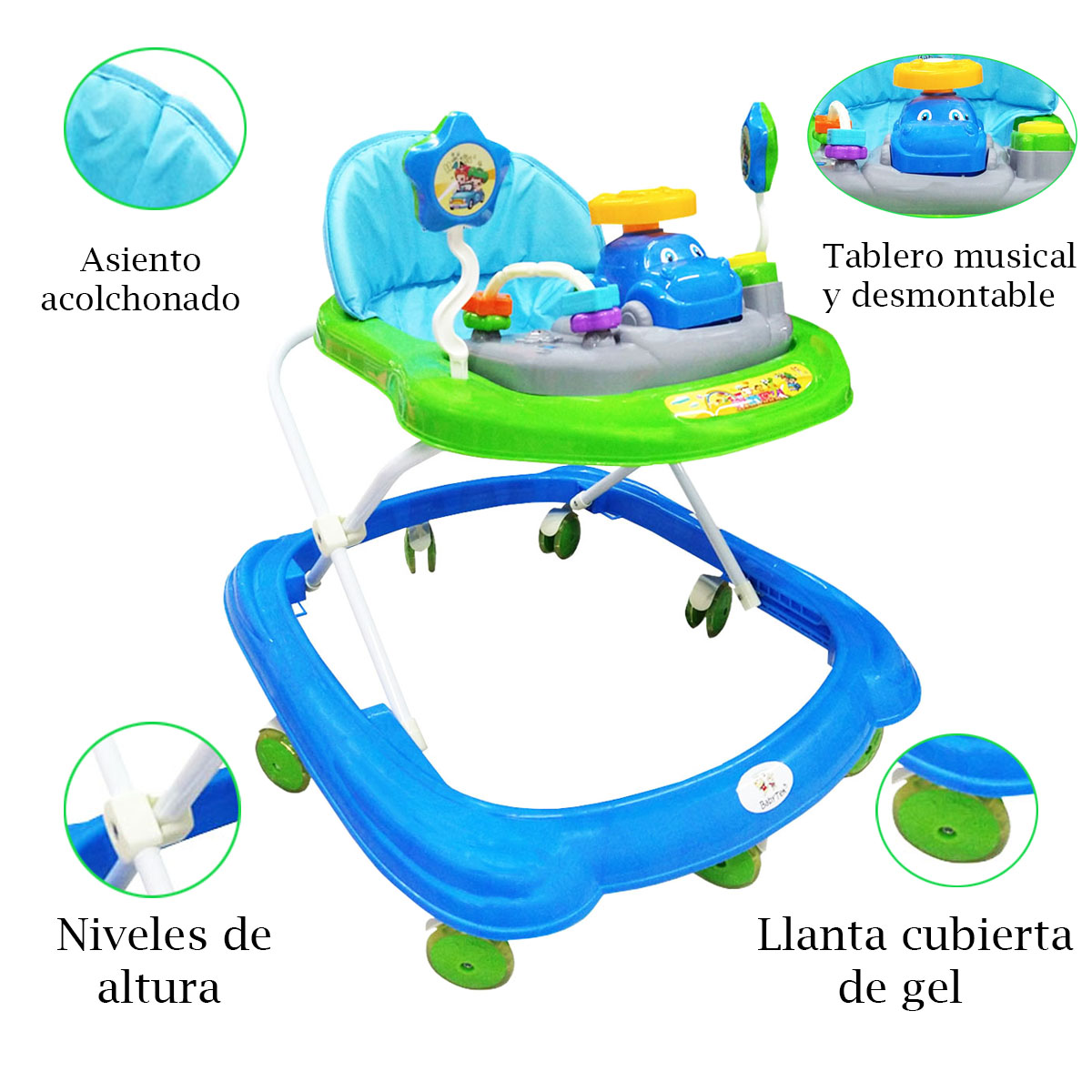 Andadera para bebé Carrito Babytek TEK-102 Azul/ Verde.