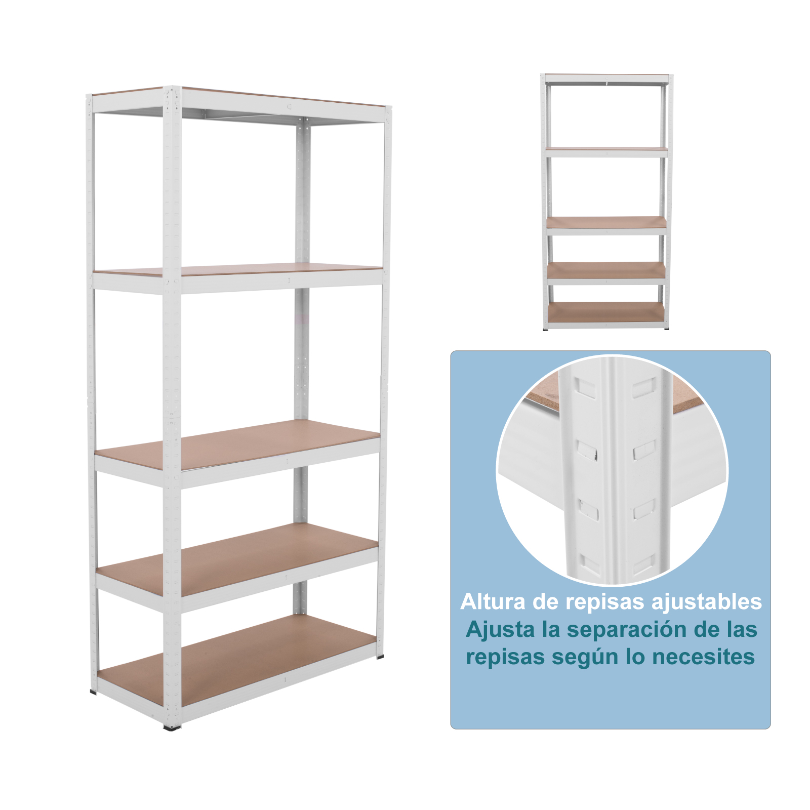 Estante Metalico Anaquel Organizador De 5 Niveles Blanco|