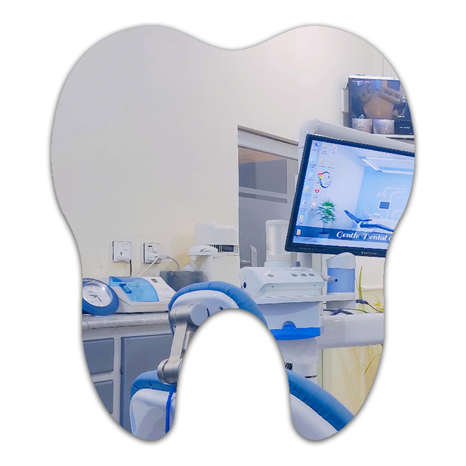Espejo en Forma de Muela 50x57cm Decorativo para Consultorio Dental .