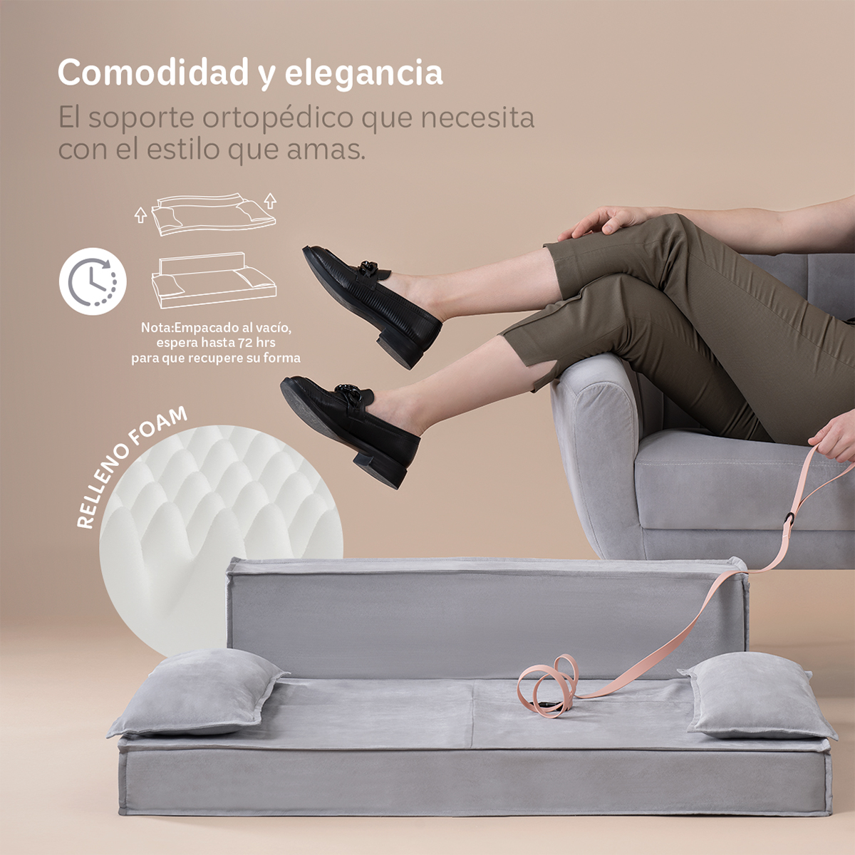 Sofá Cama Ortopédica para Perros y Mascotas Grande con Funda Lavable Gris ESQUIMAL