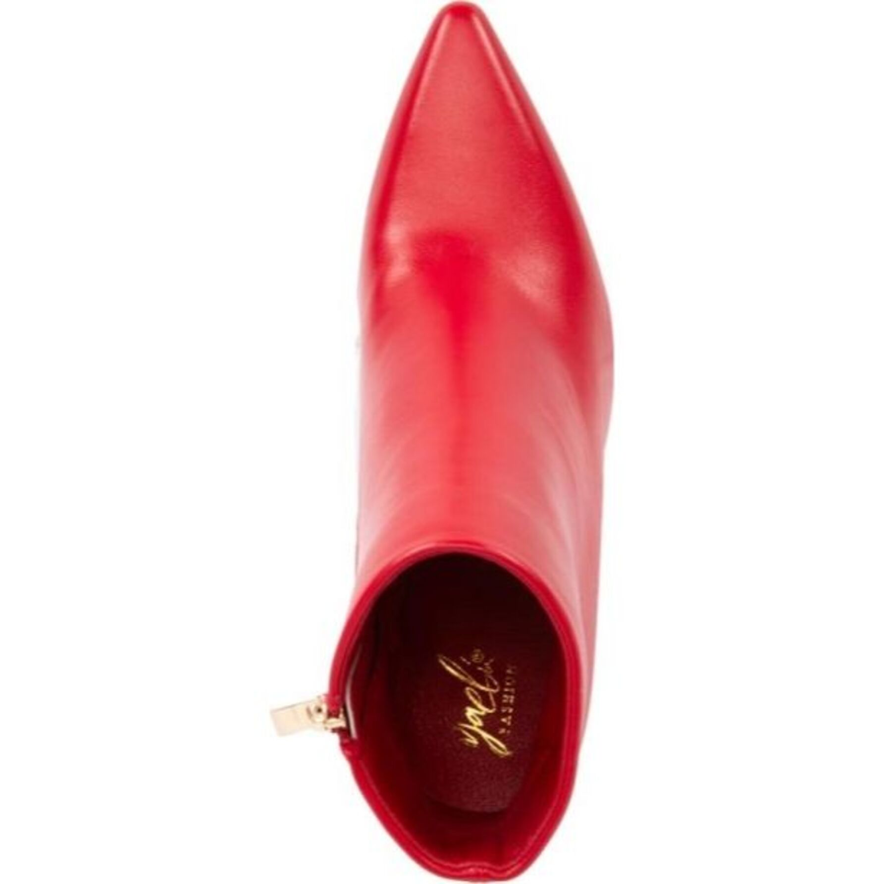 Botas para mujer, estilo botín con tacón alto de tipo campana, puntales, color rojo, acabado napa, marca Yaeli Fashion mod. 1141888